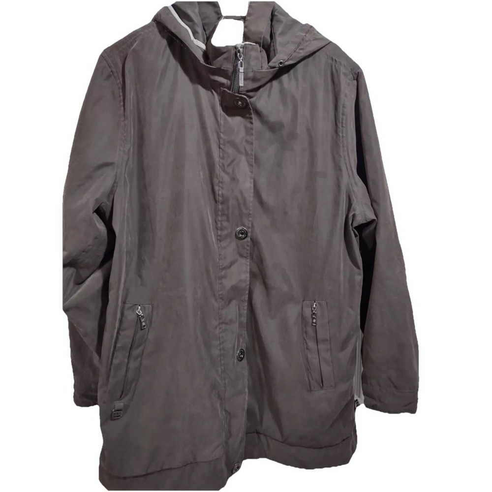 Free Country Mens Brown Hooded Full Zip Utility Jacket‎ Coat Medium